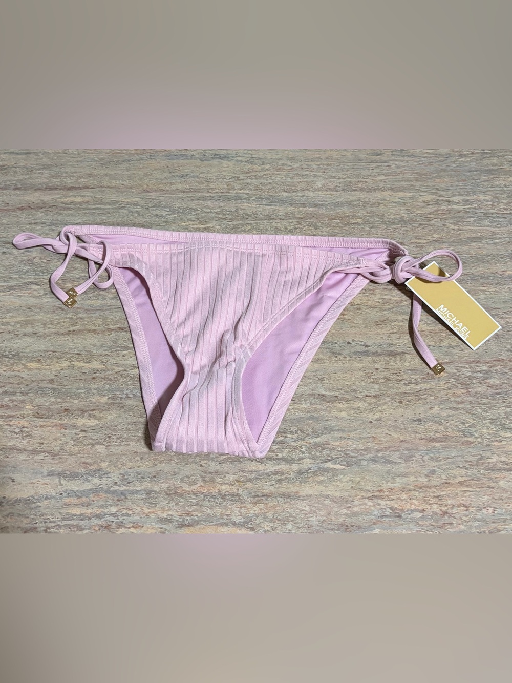MICHAEL Michael Kors Light Pink Bikini Bottoms with Ribbed Trim